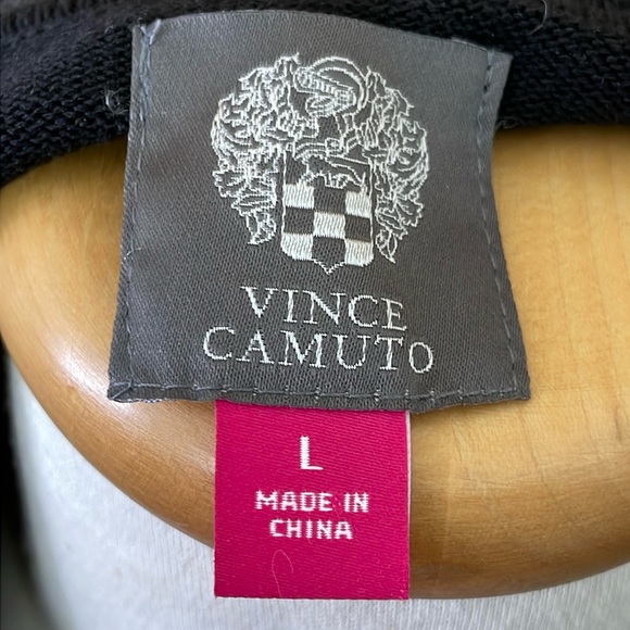 Vince Camuto Black And Grey Cotton Blend Fitted/Flare Midi Dress, Size L - Picture 10 of 14